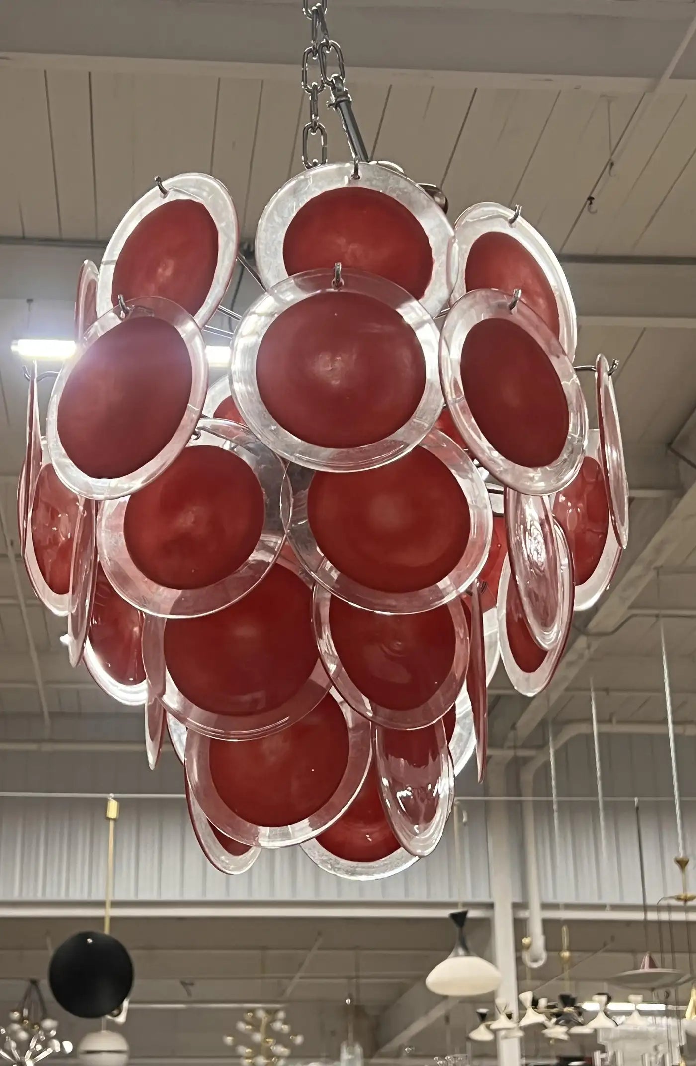 Red Murano Glass Disc Chandelier