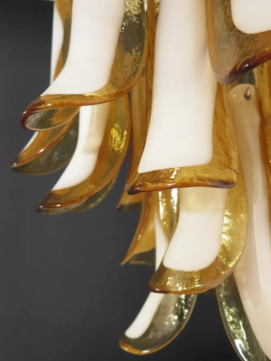 Italian vintage Murano chandelier - 26 amber glass petals