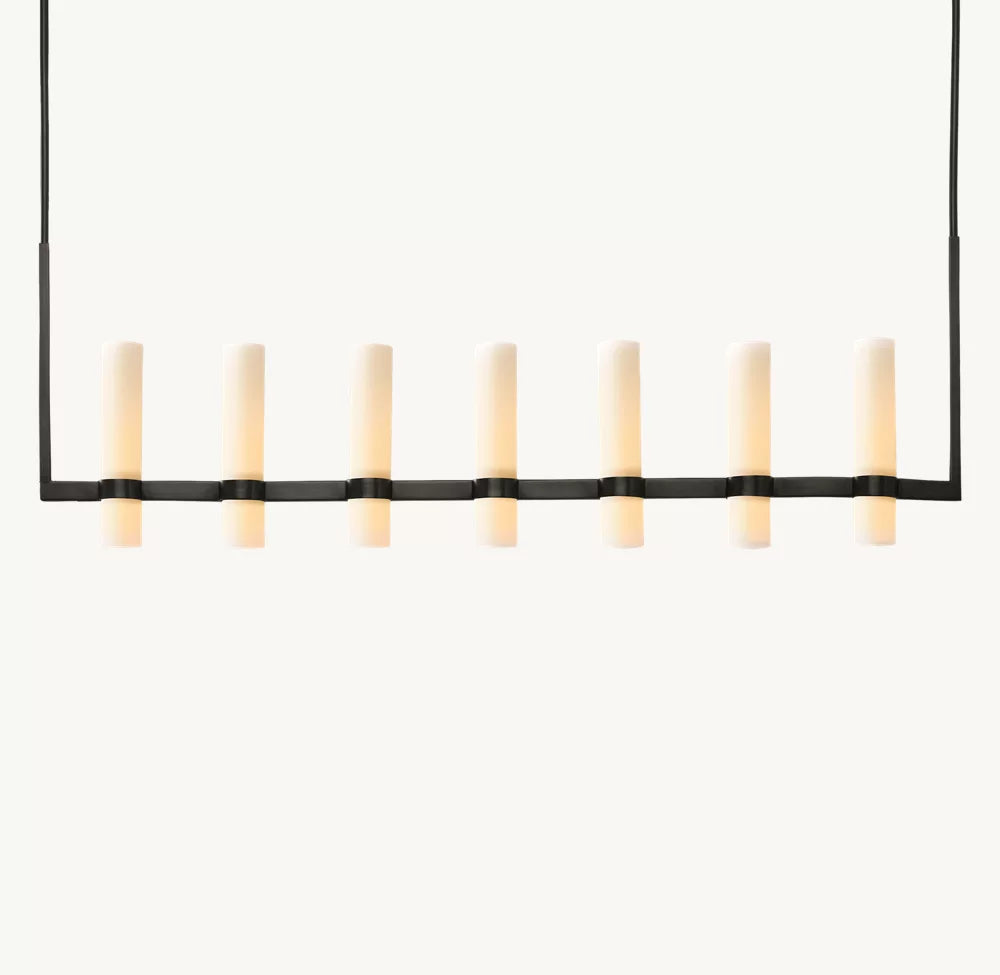 Ravele Milk Glass Linear Chandelier 59"