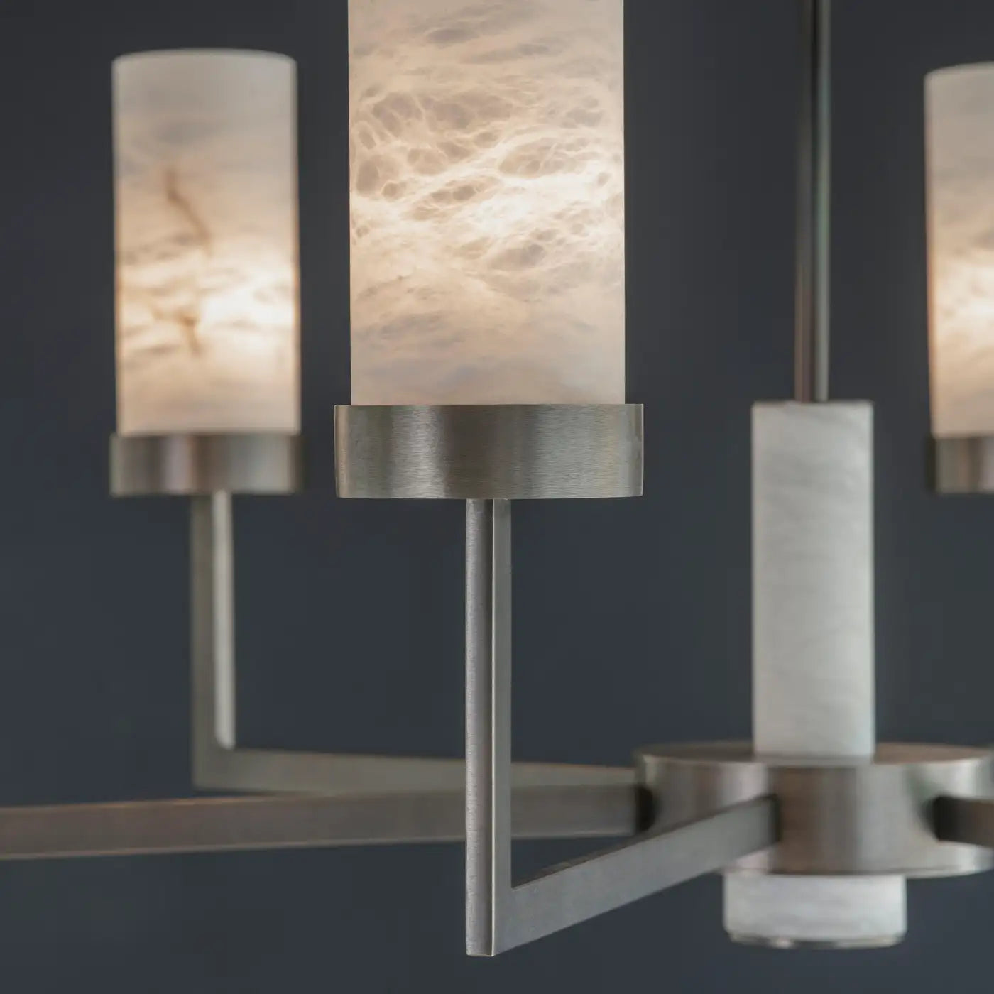 Contemporary  Alabaster 6-arm Compass Chandelier