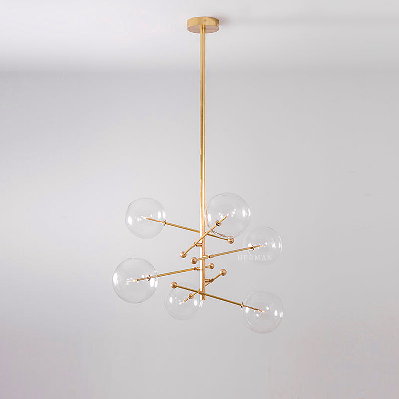 Aero Vertical Glass Globe Chandelier 6 - Light 55.63"