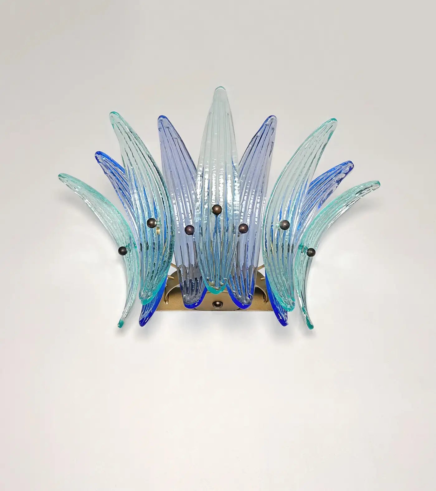 Vintage Palmette Wall Light - blue and turquoise glasses
