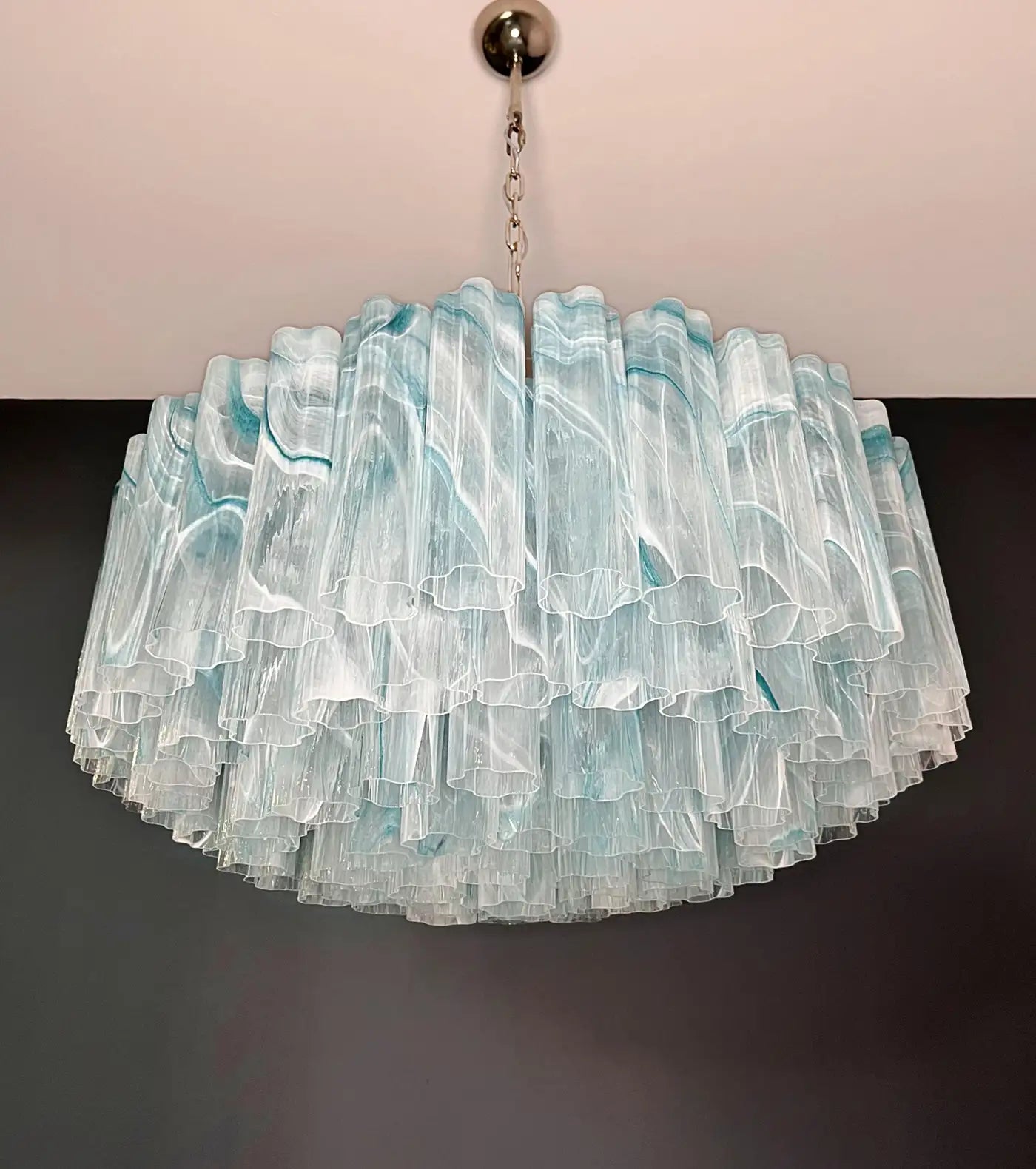 Large Murano glass Chandelier -101 blue alabaster glass tube