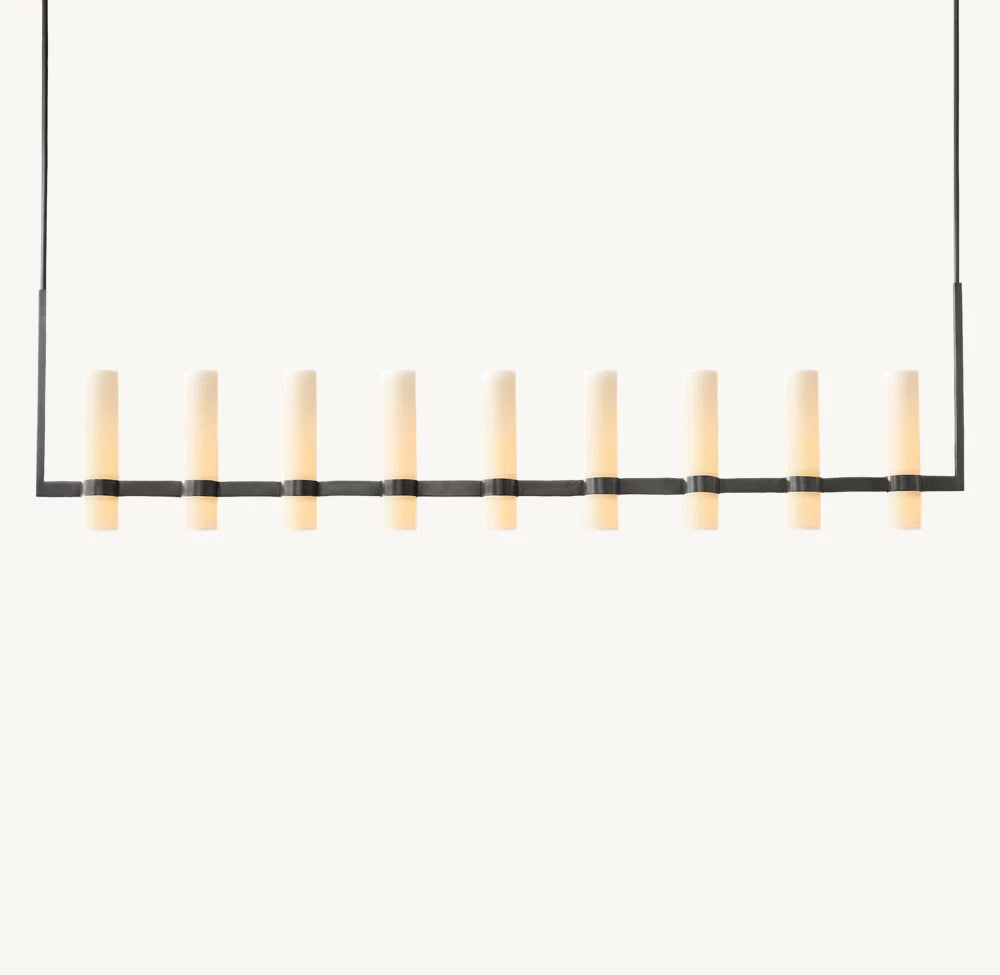 Ravele Milk Glass Linear Chandelier 71"