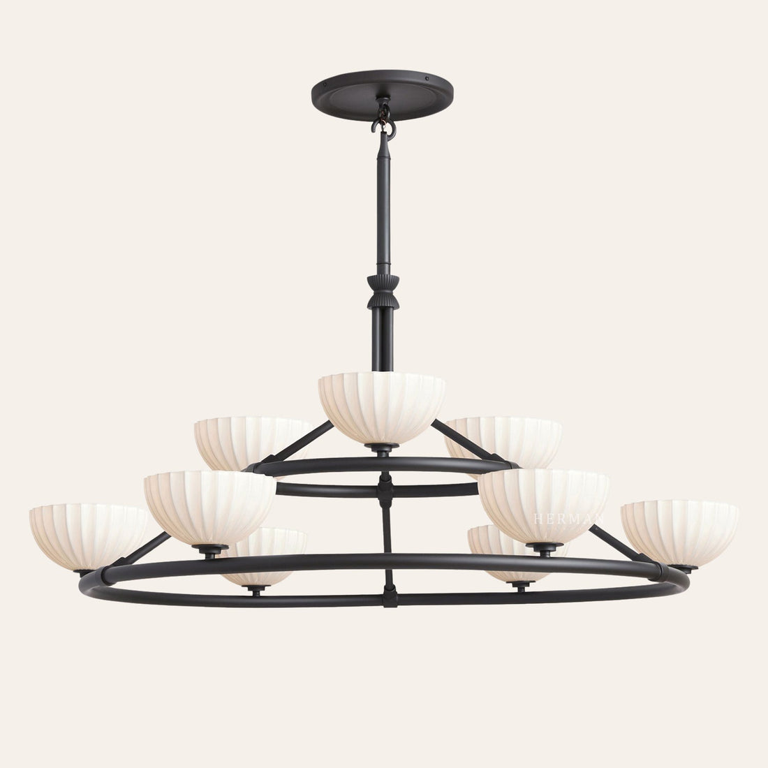Enzo 48" Glass Double Tier Chandelier