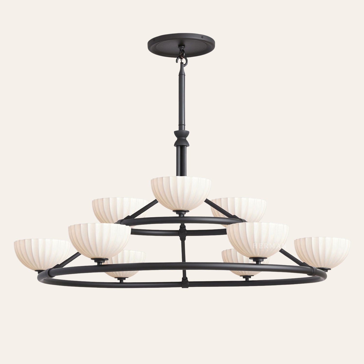 Enzo 48" Glass Double Tier Chandelier