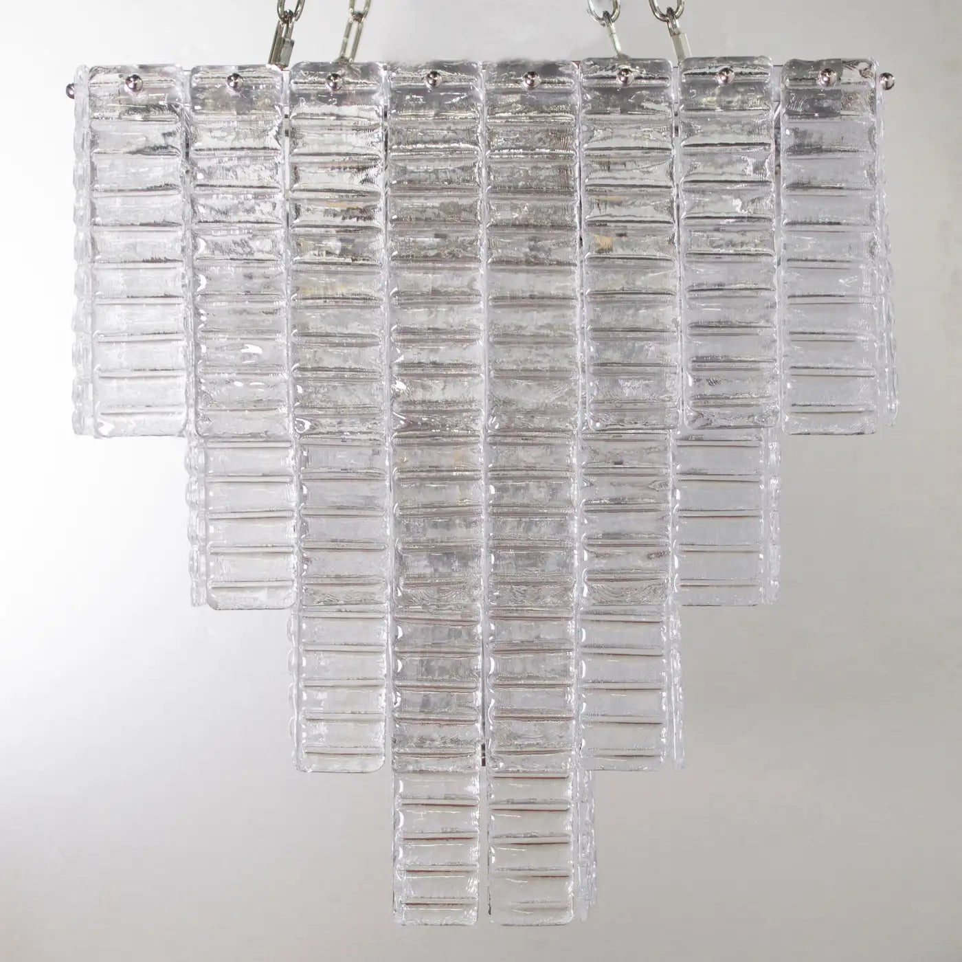 Grande lampadario con listelli vetro di Murano ispirato al mid-century italiano