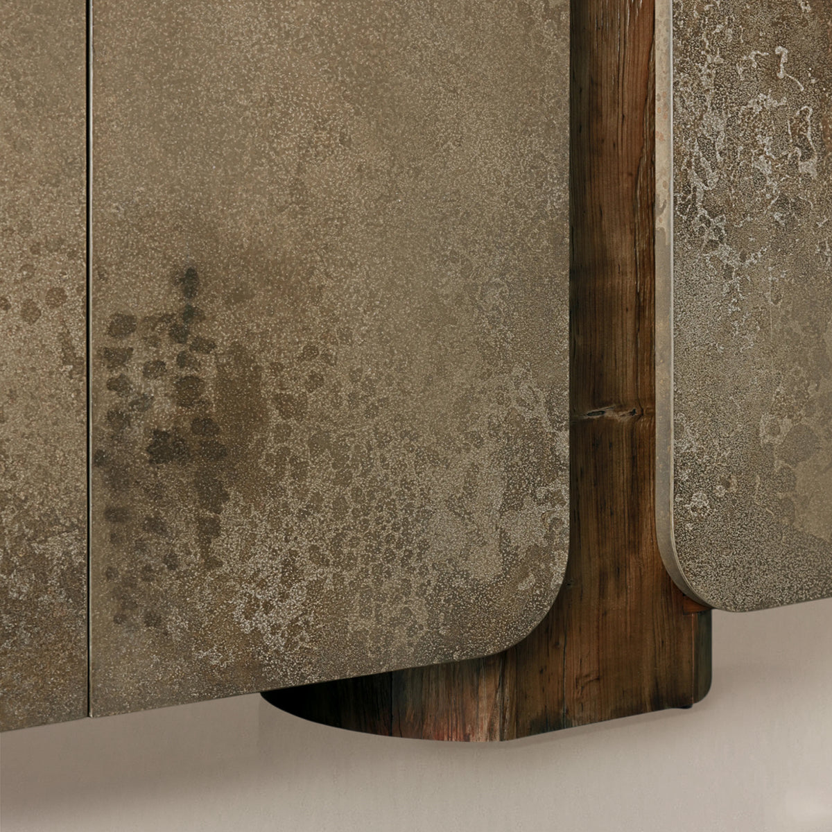Alvaro Raw Wood Stumps Tabletop Sideboard Aluminum Buffet Table Living Room Entryways Cabinet