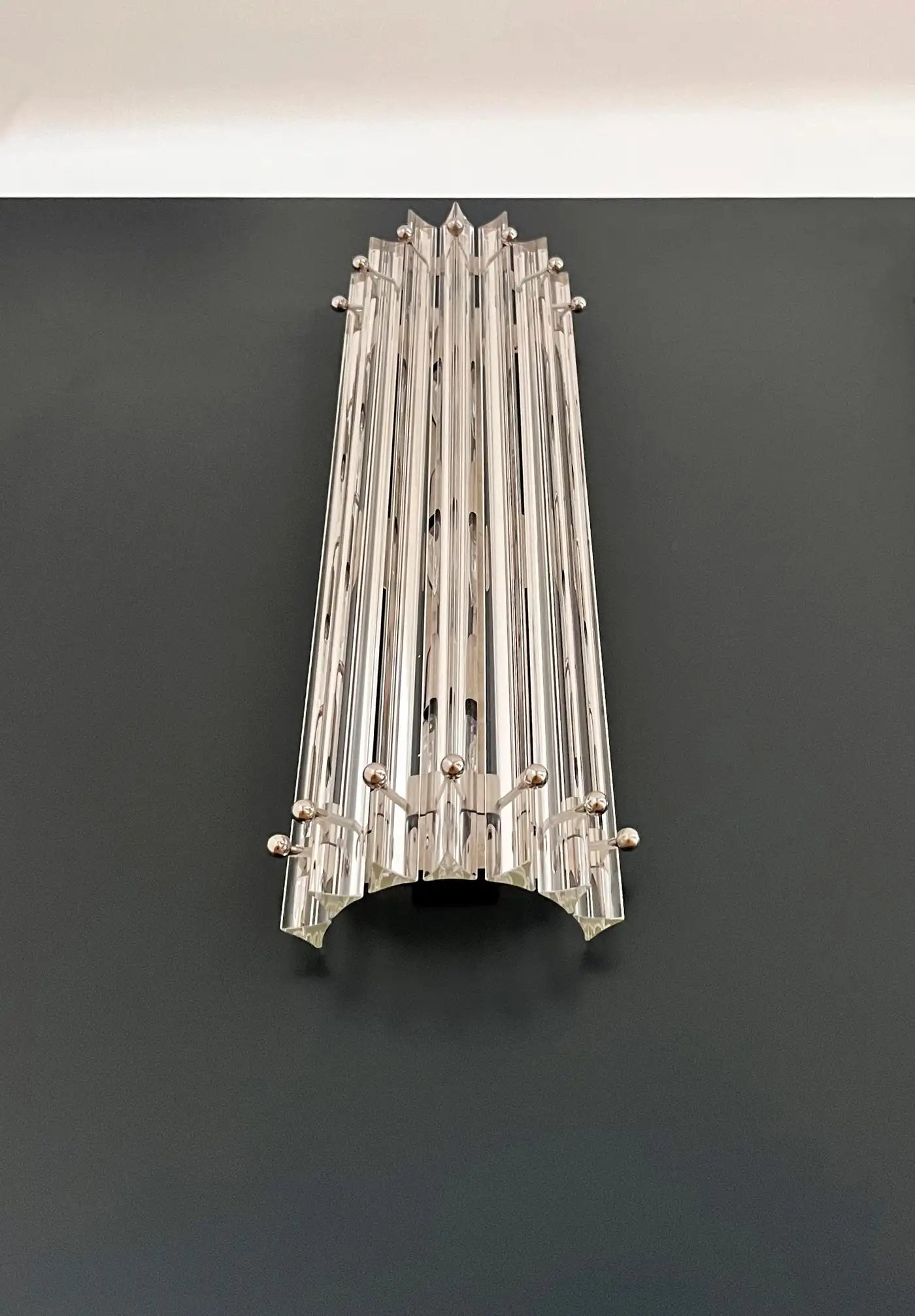 Pair of vintage Murano wall sconce – clear triedri - Column model