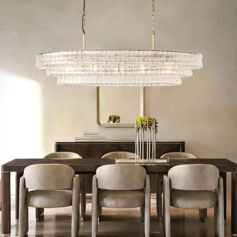 Amor Ghiaccio Glass Oval Chandelier 54"W/65"W