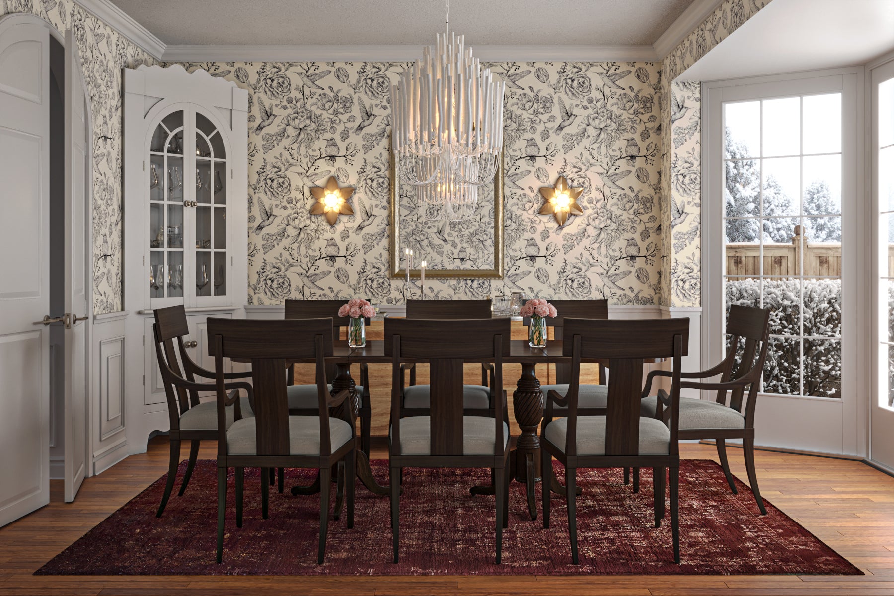 Forest Island Wide Wood Chandelier 21" 36"
