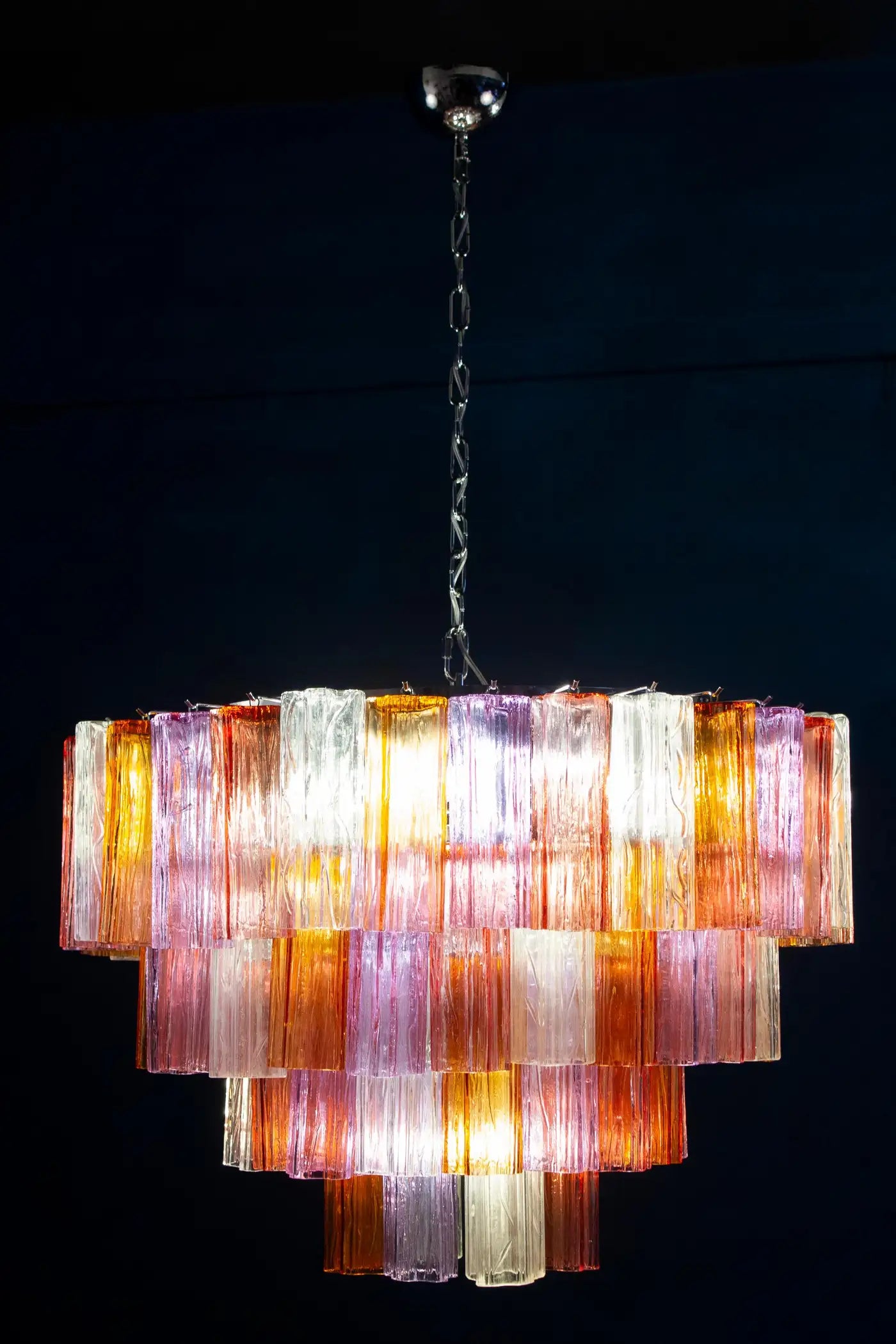 Mid-Century Multicolored Murano Glass Tronchi Chandelier