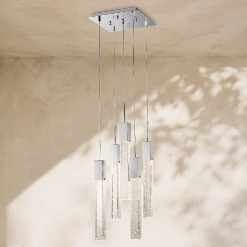 Rectangular Crystal Chandelier // 5 Light
