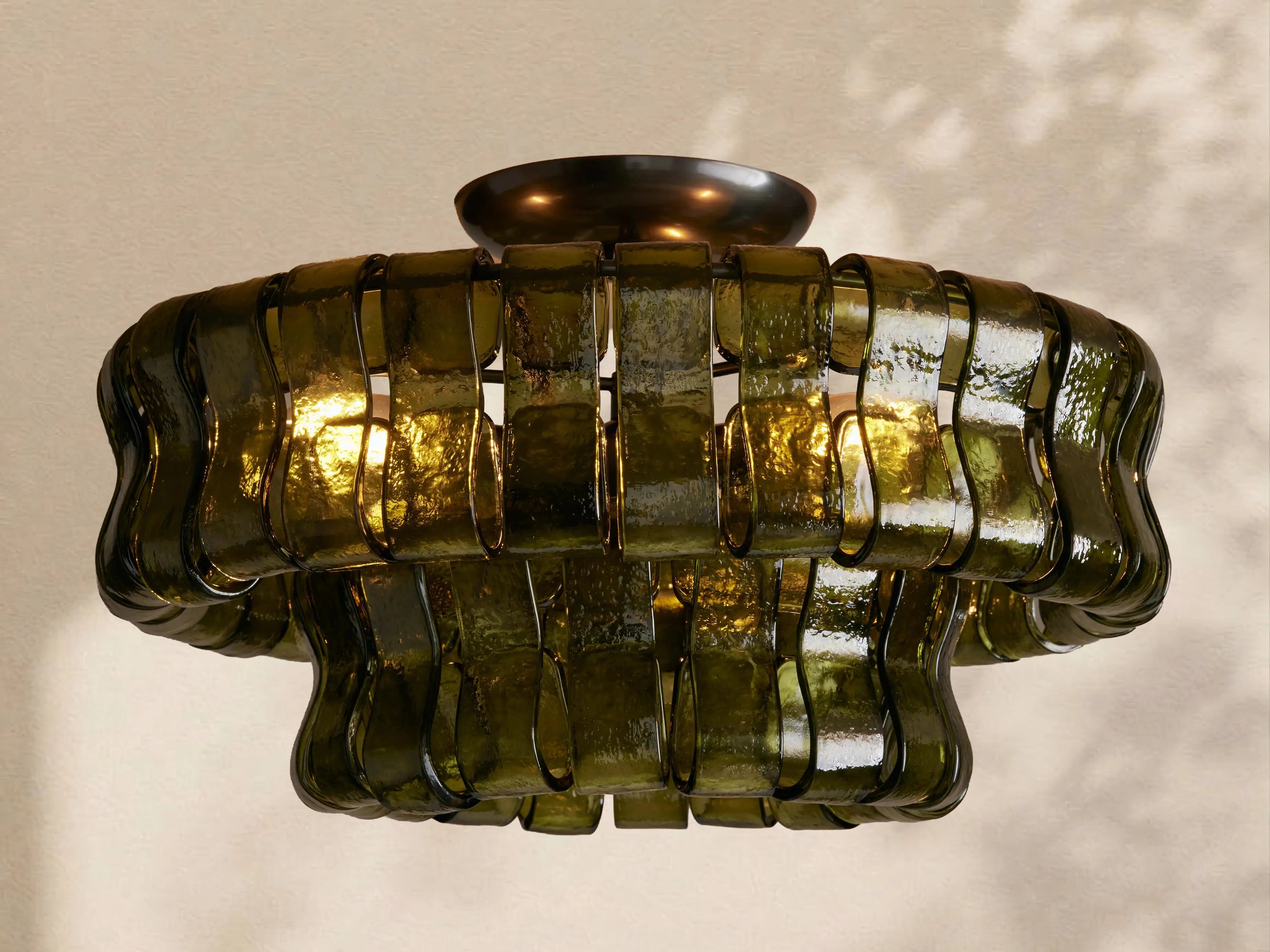 Amor 2-Tier Ghiaccio Glass Round Flushmount 18"