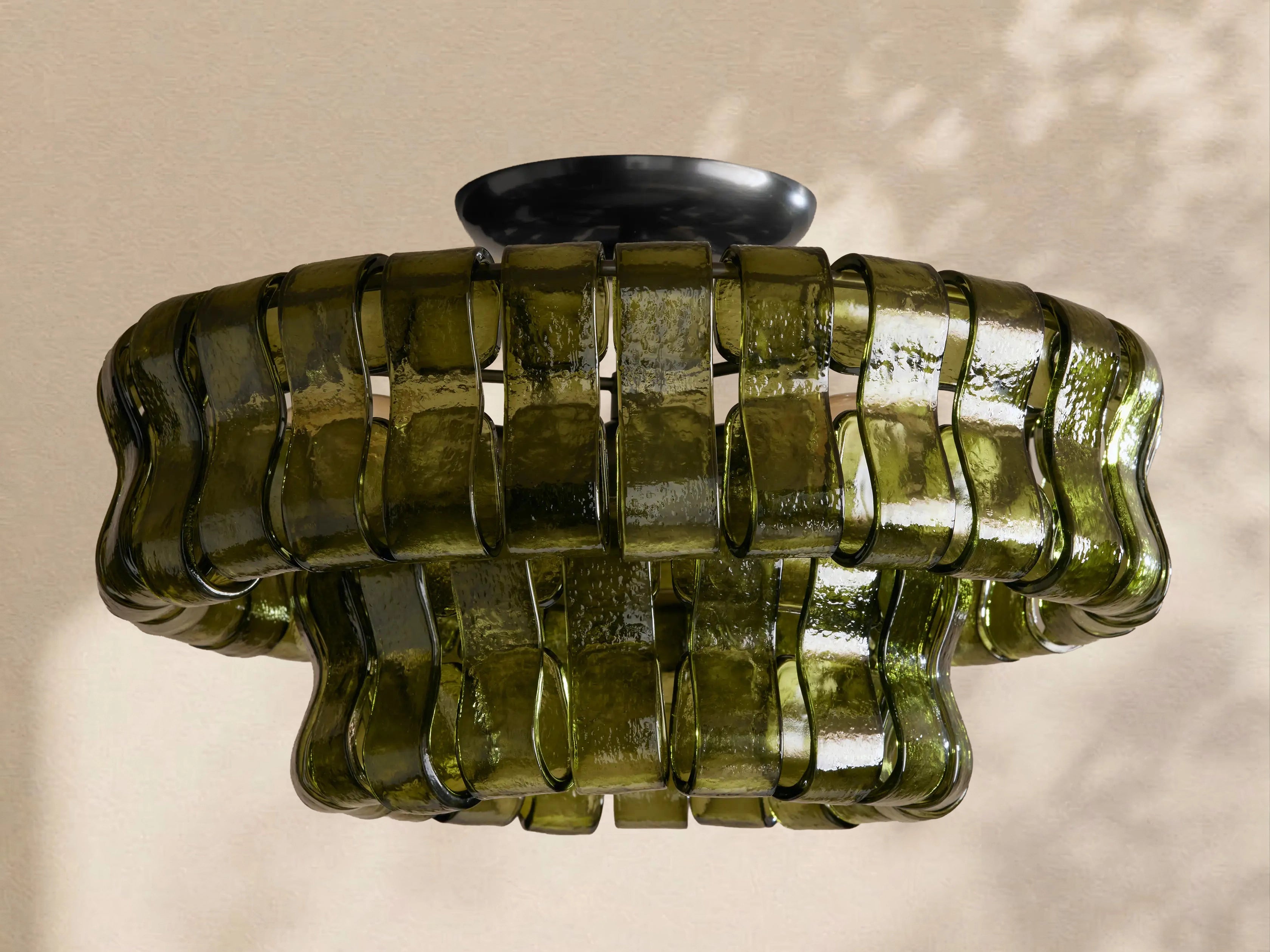 Amor 2-Tier Ghiaccio Glass Round Flushmount 18"