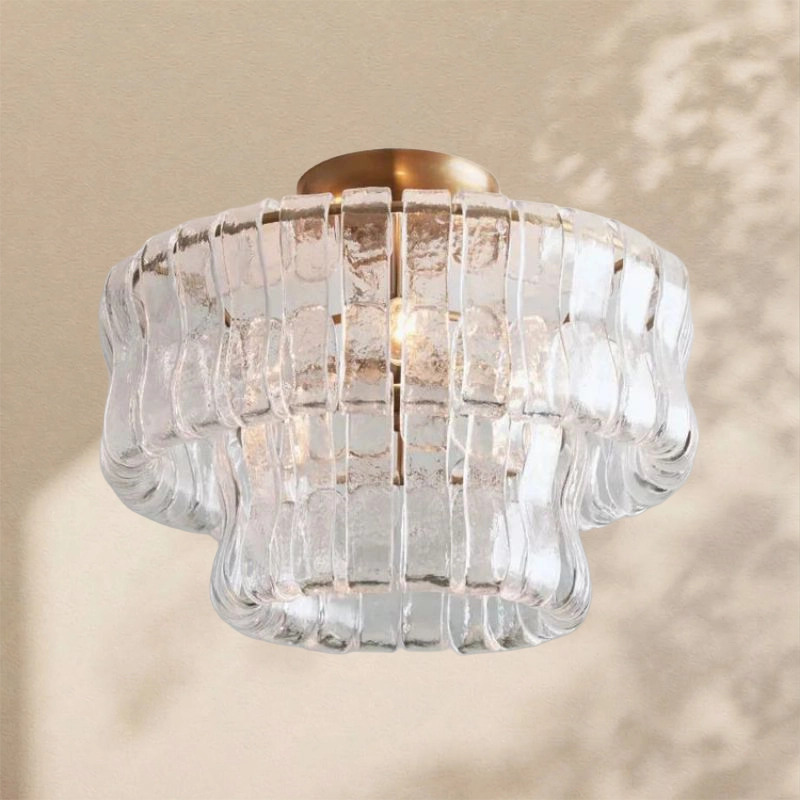 Amor 2-Tier Ghiaccio Glass Round Flushmount 18"