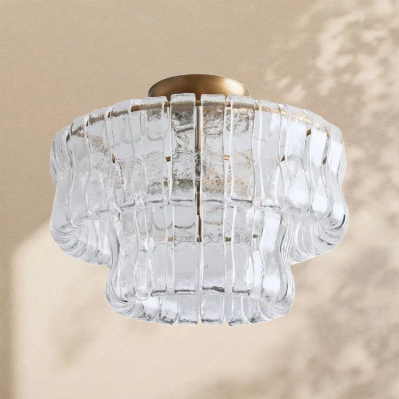 Amor 2-Tier Ghiaccio Glass Round Flushmount 18"