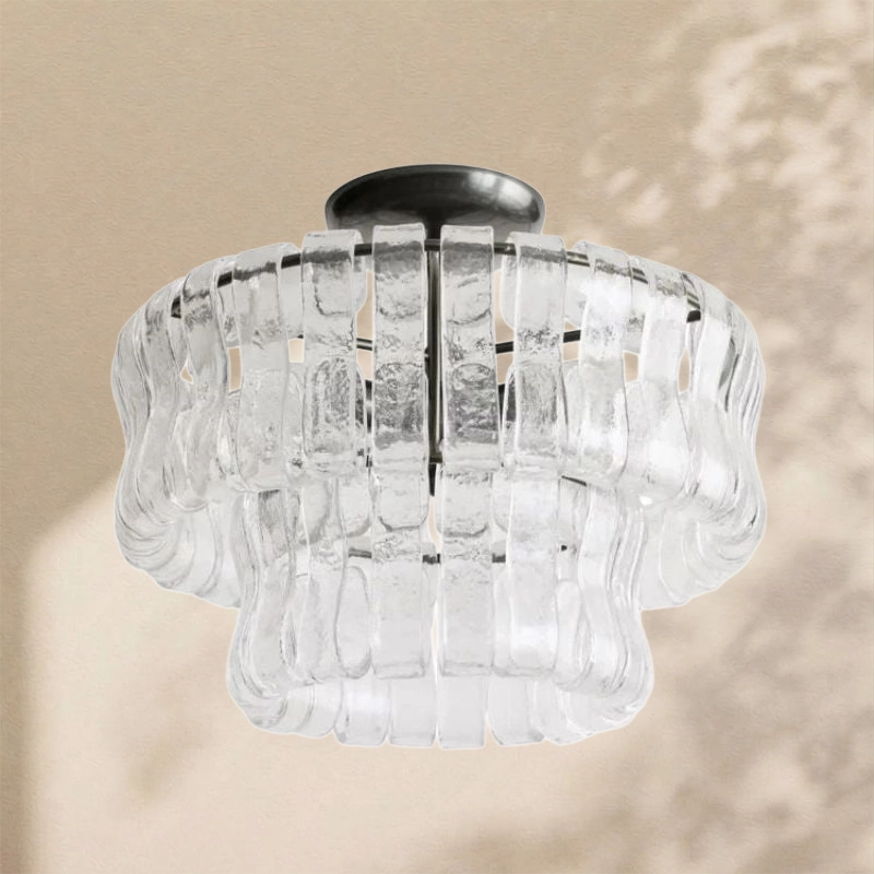 Amor 2-Tier Ghiaccio Glass Round Flushmount 18"