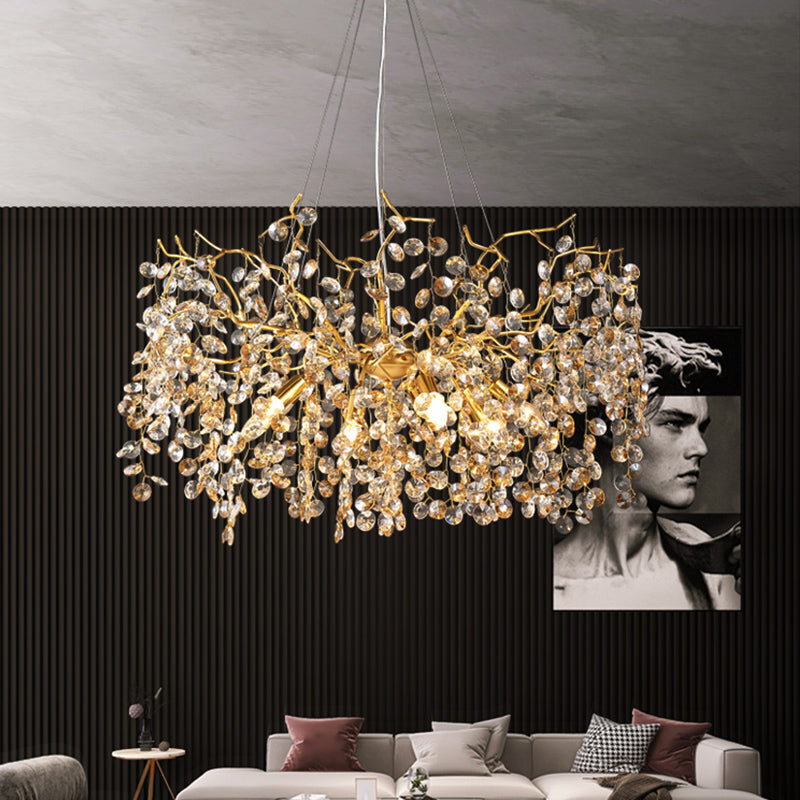 Modern Crystal Branch Chandelier for Foyer Entryway 31.5"D