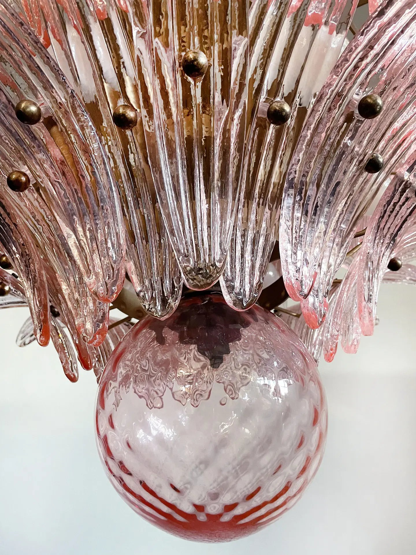 Murano Chandelier 163 Pink Palmette Glass