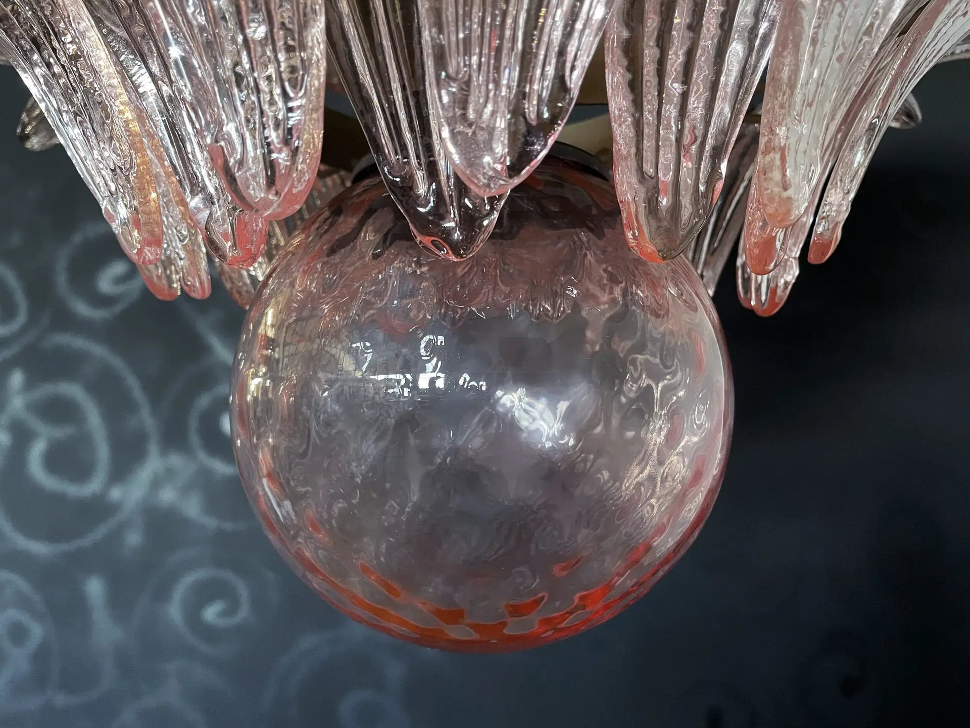 Murano Chandelier 163 Pink Palmette Glass