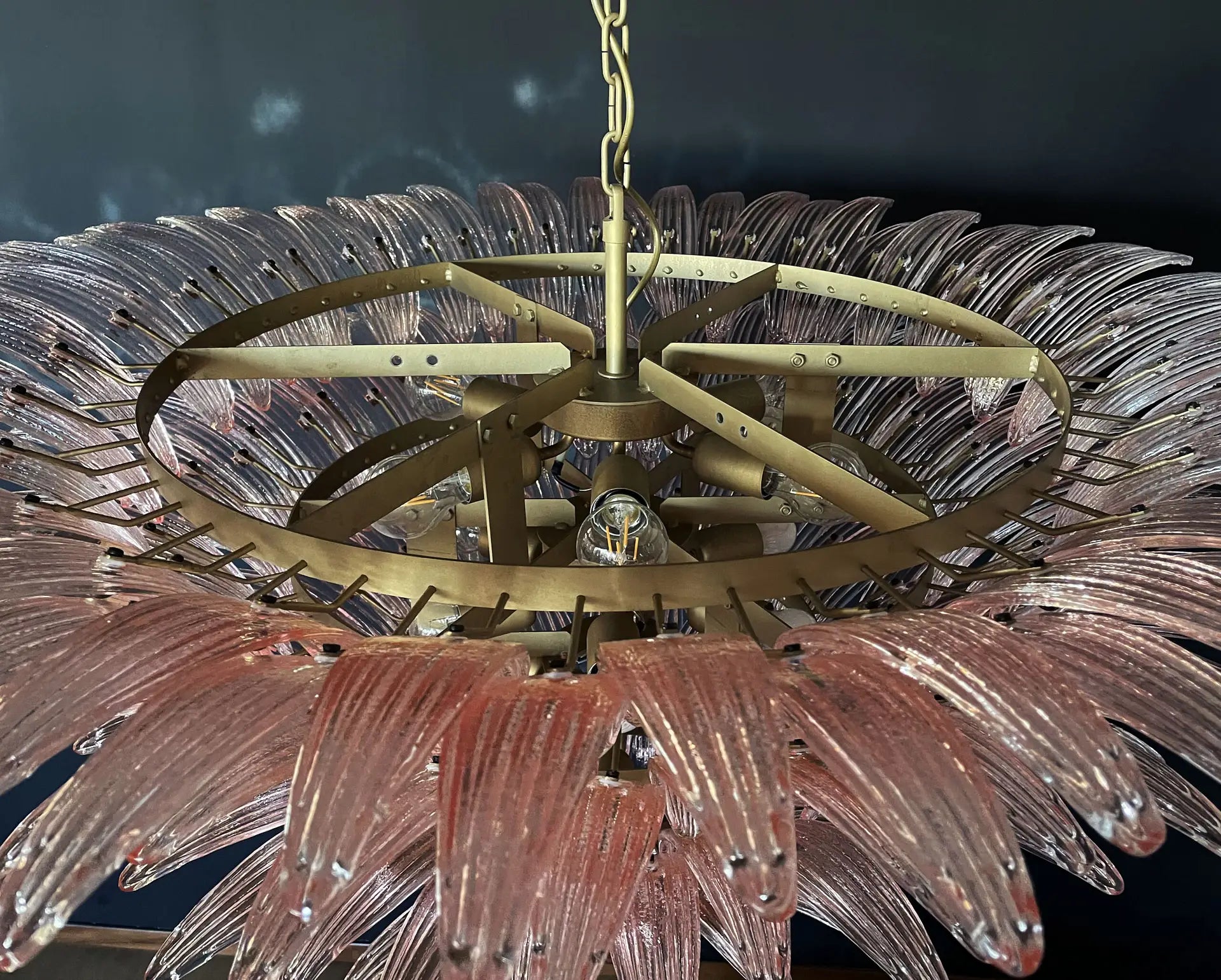 Murano Chandelier 163 Pink Palmette Glass