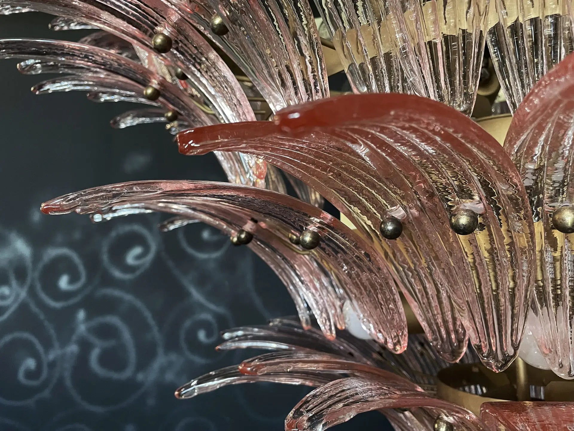 Murano Chandelier 163 Pink Palmette Glass