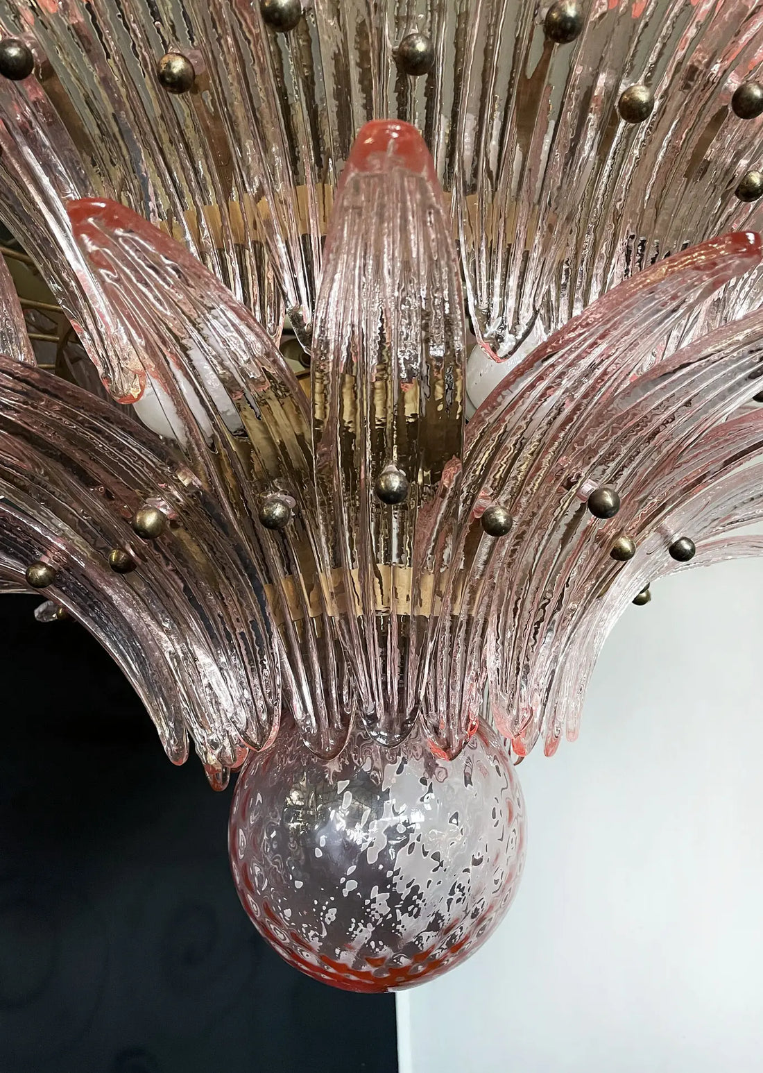 Murano Chandelier 163 Pink Palmette Glass