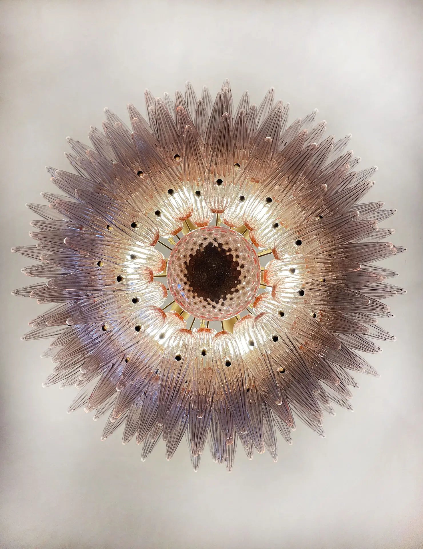 Murano Chandelier 163 Pink Palmette Glass