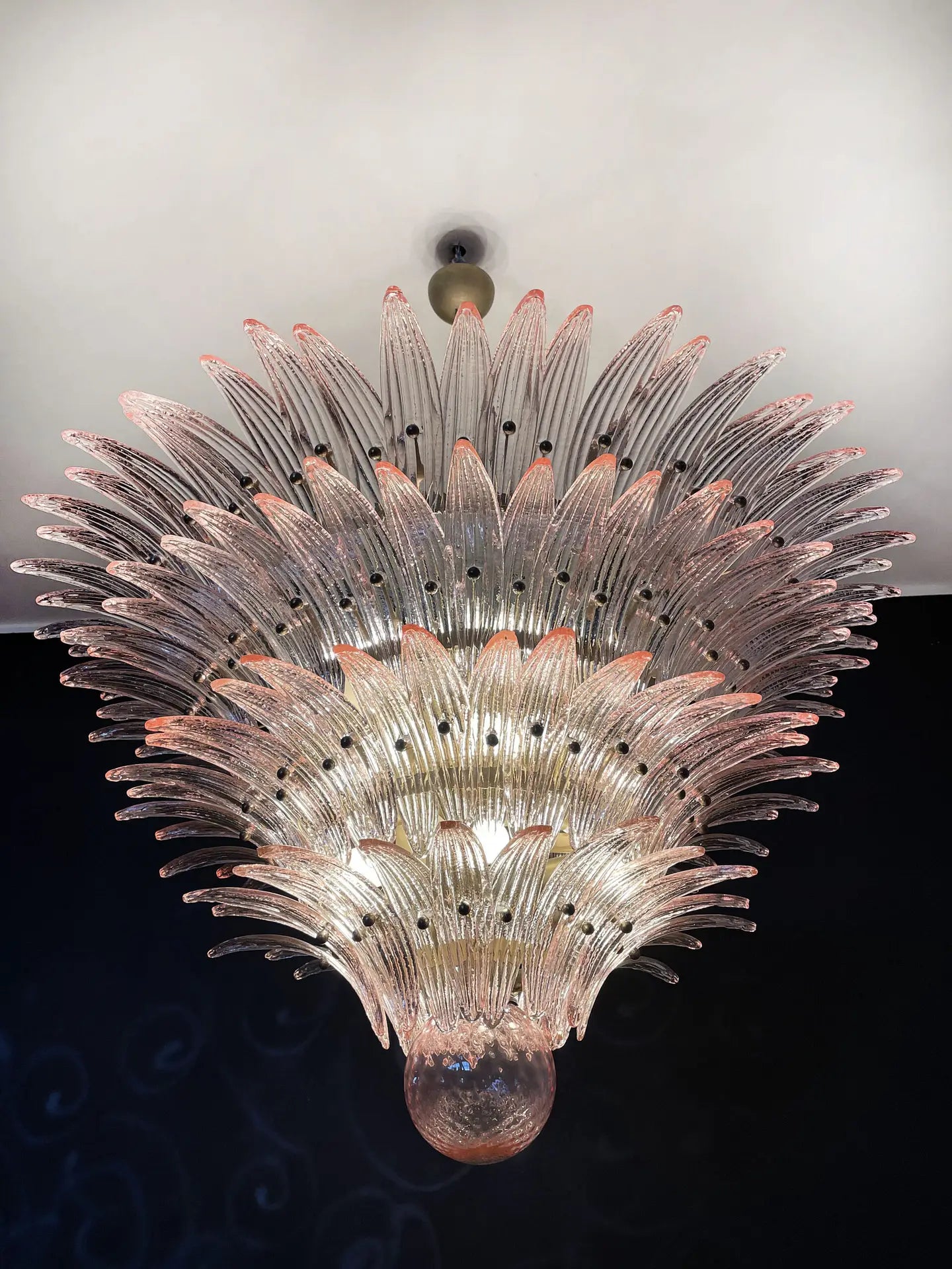 Murano Chandelier 163 Pink Palmette Glass