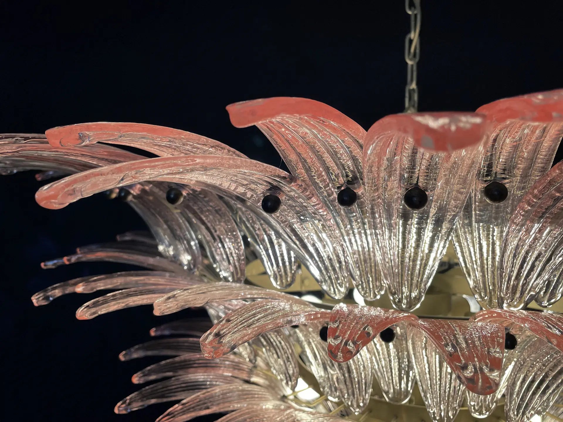 Murano Chandelier 163 Pink Palmette Glass