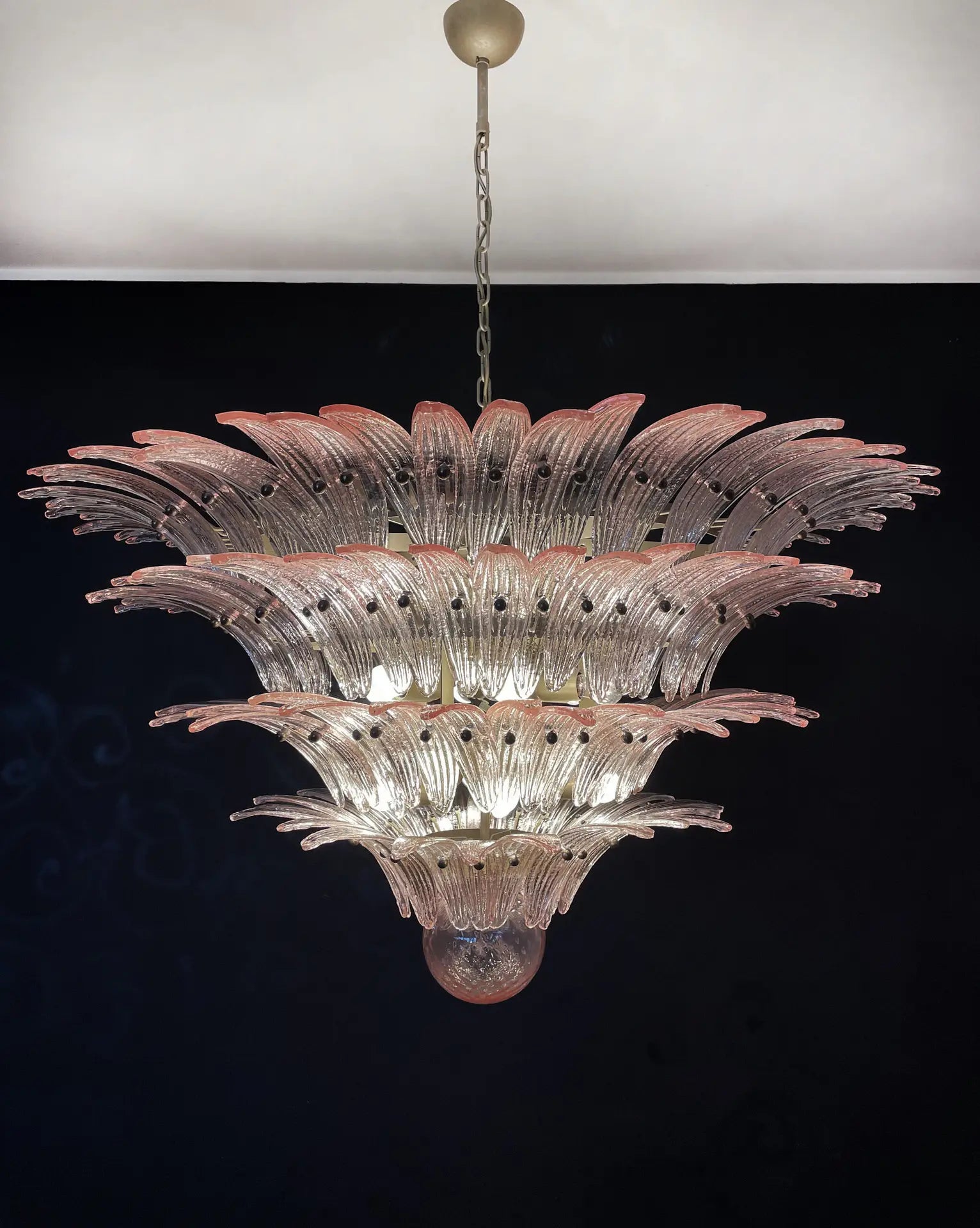 Murano Chandelier 163 Pink Palmette Glass