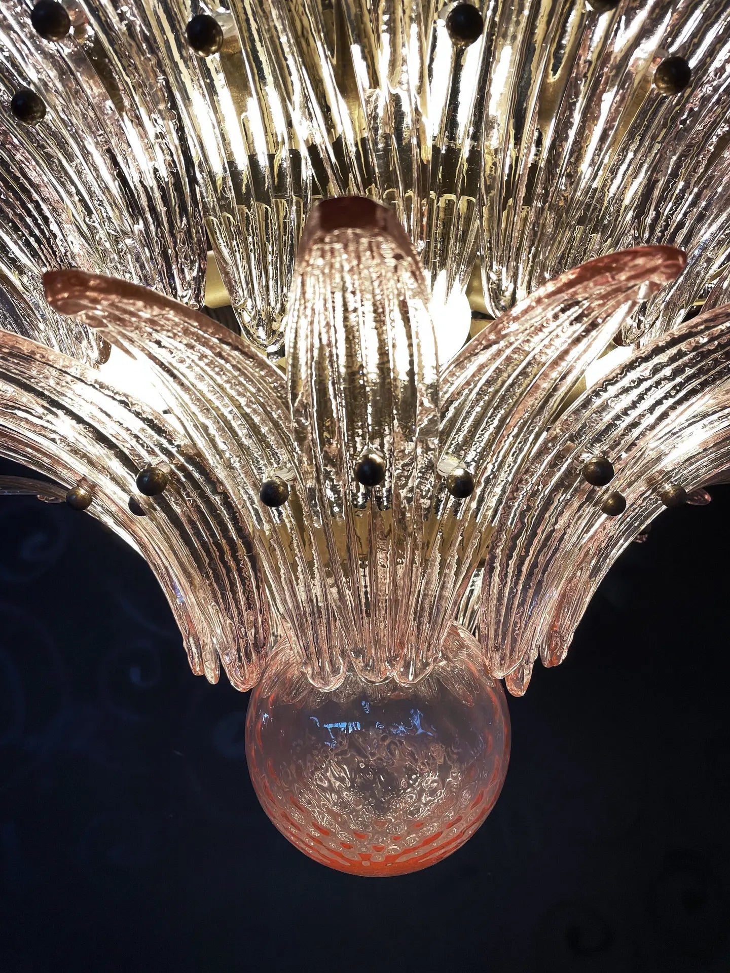Murano Chandelier 163 Pink Palmette Glass