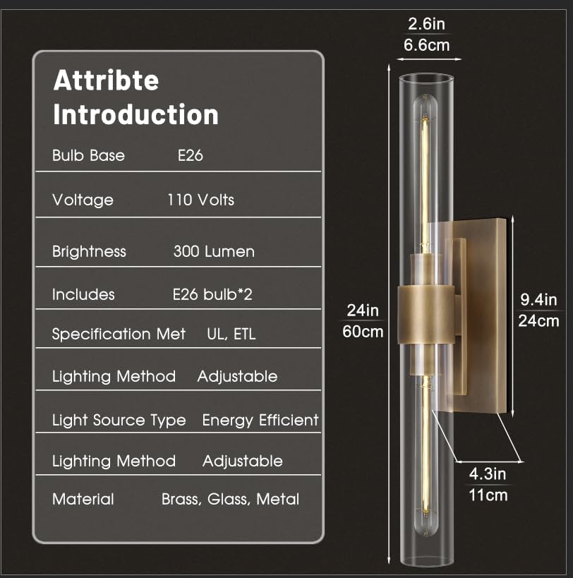 Modern Glass Wall Sconces 24.8in