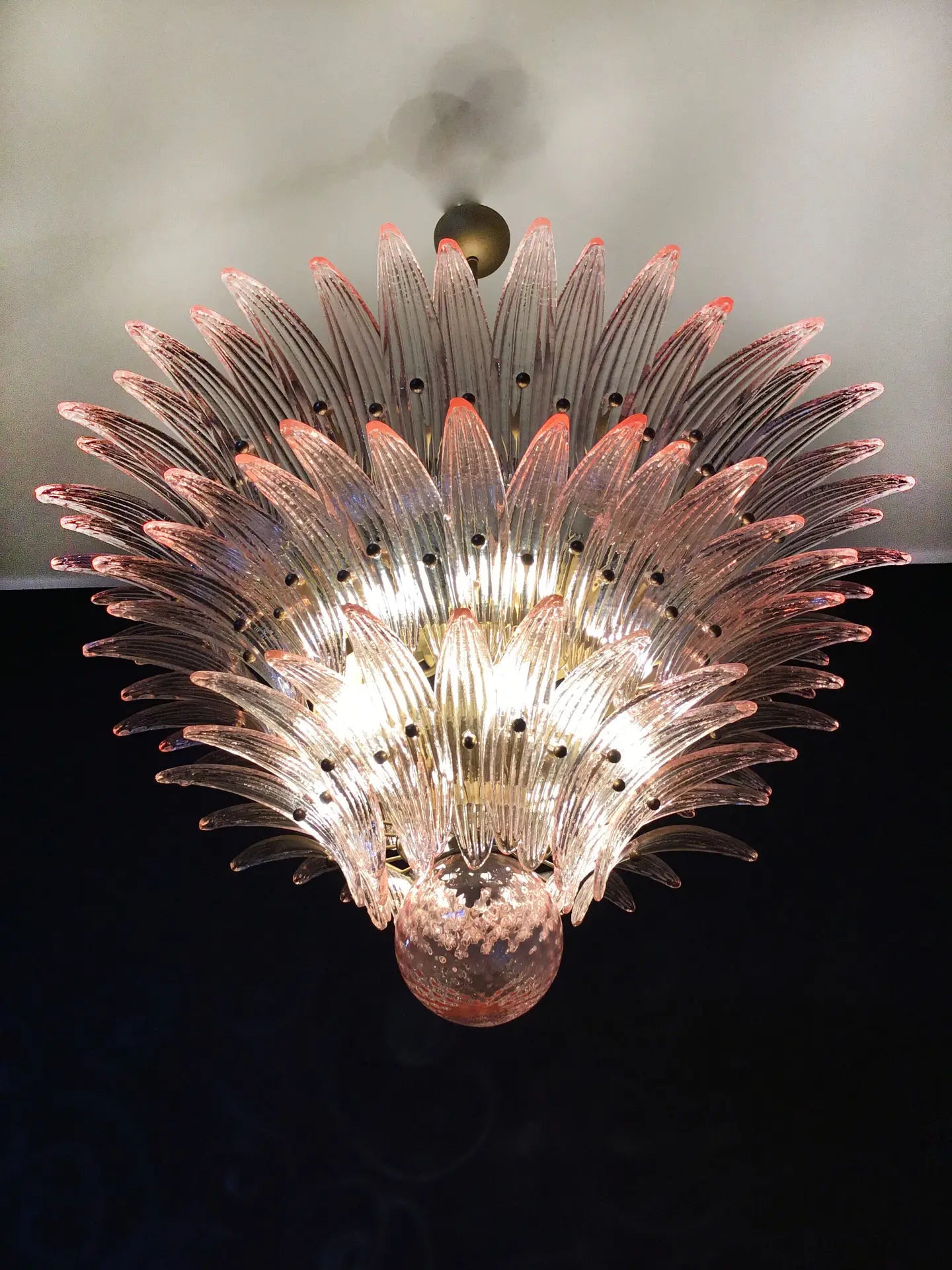 Murano Chandelier 104 Pink Palmette Glass