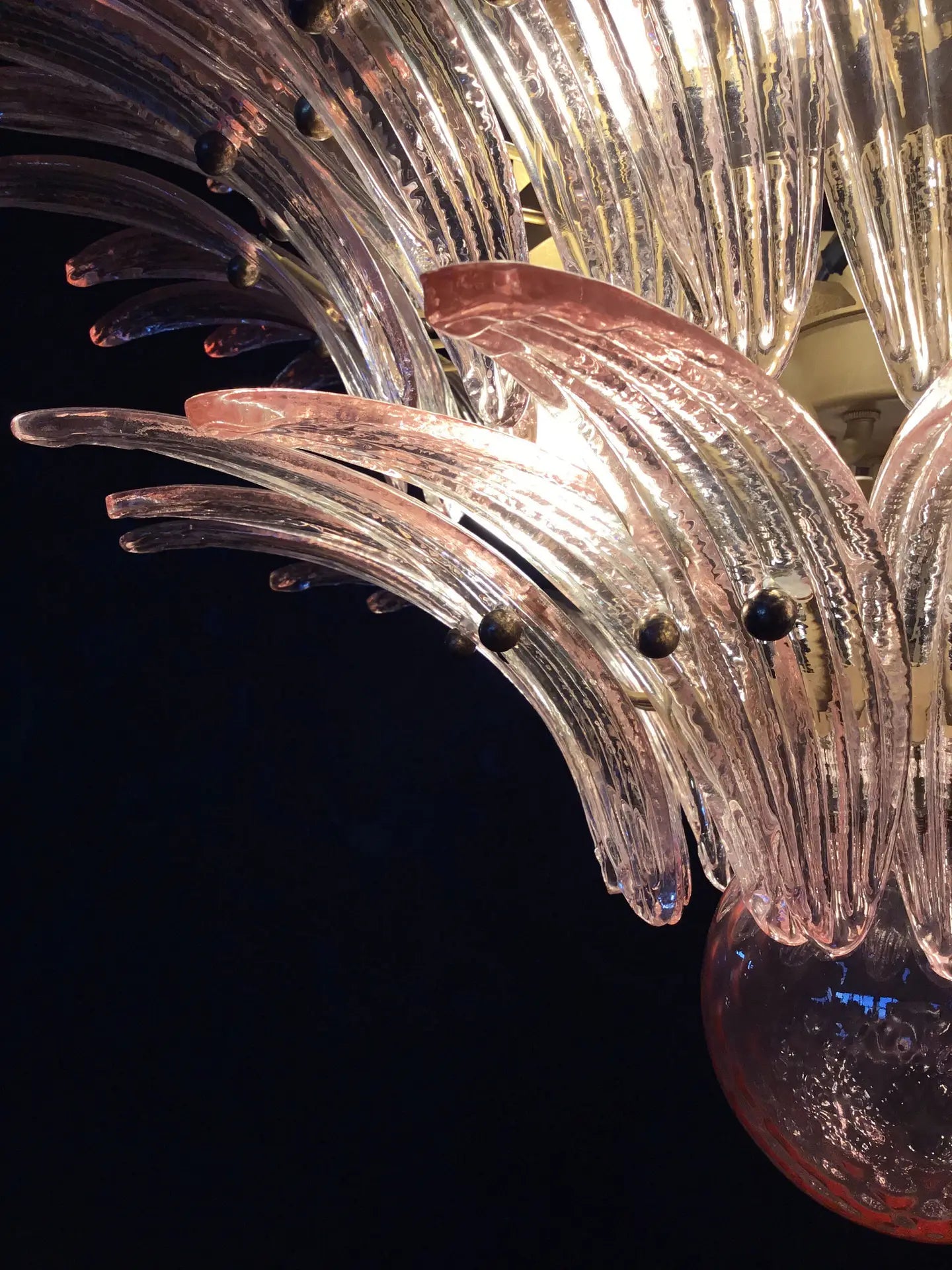 Murano Chandelier 104 Pink Palmette Glass