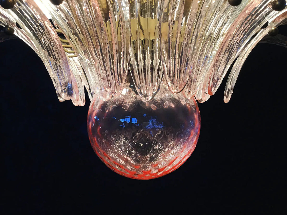 Murano Chandelier 104 Pink Palmette Glass