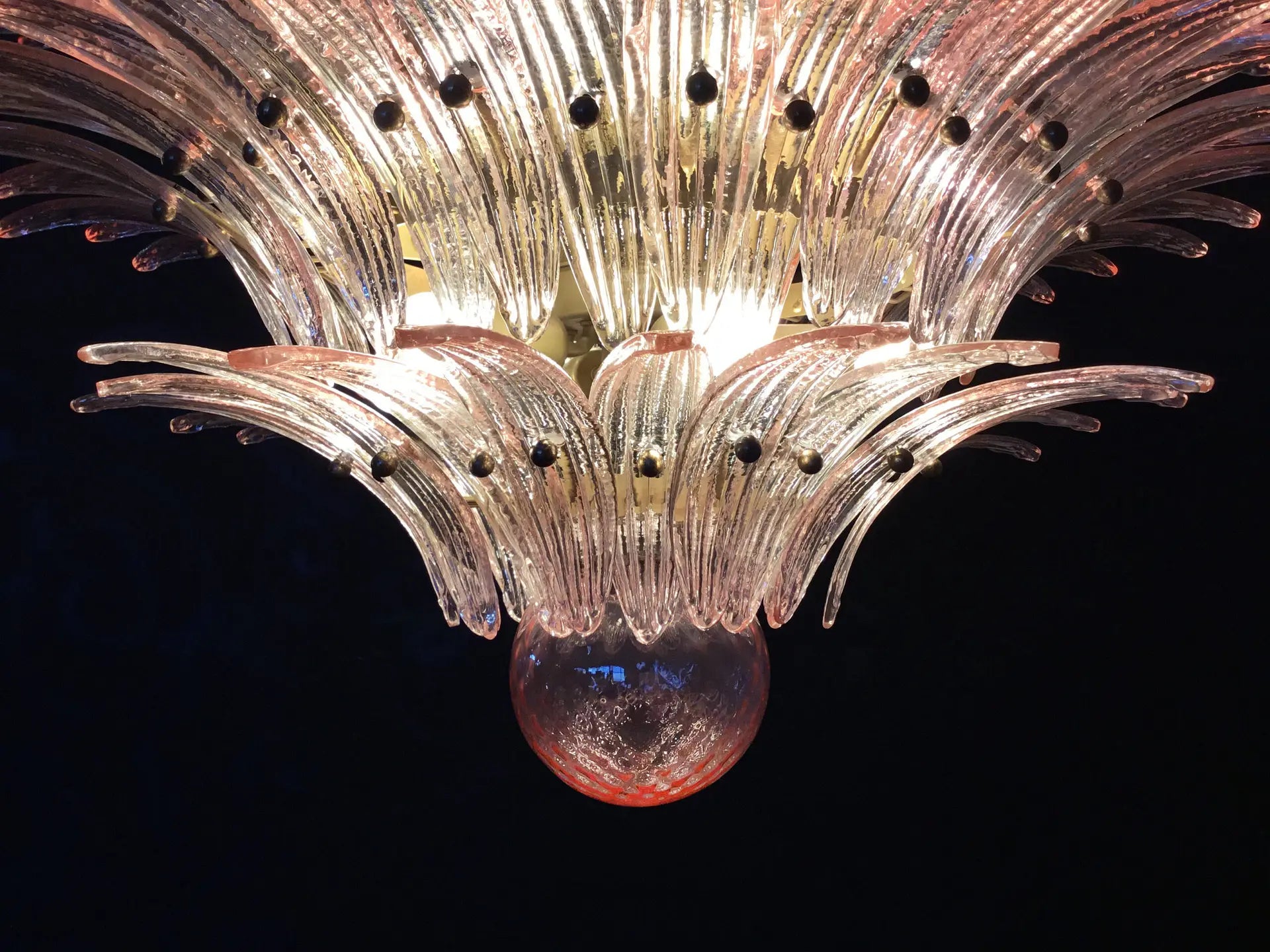Murano Chandelier 104 Pink Palmette Glass