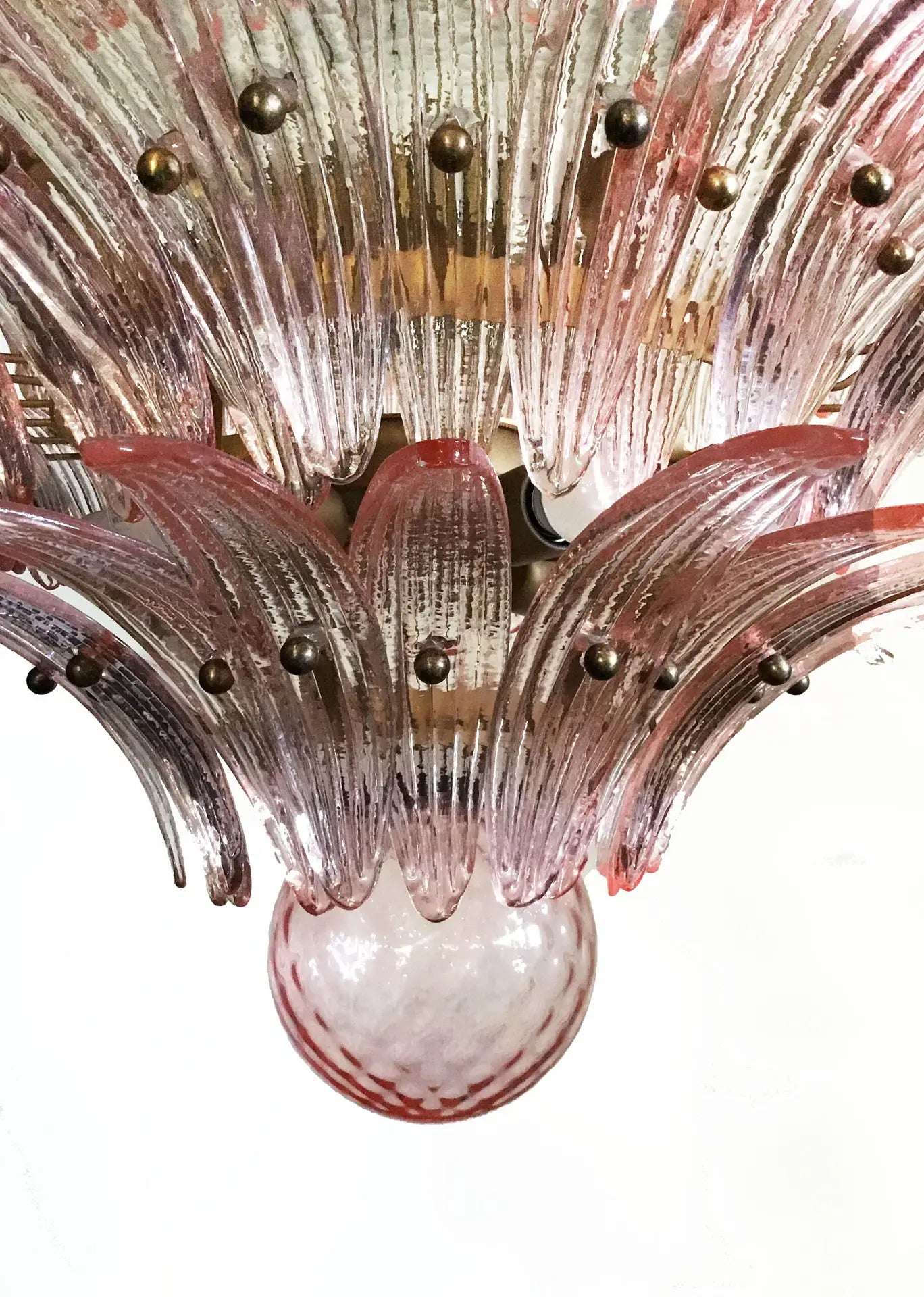 Murano Chandelier 104 Pink Palmette Glass