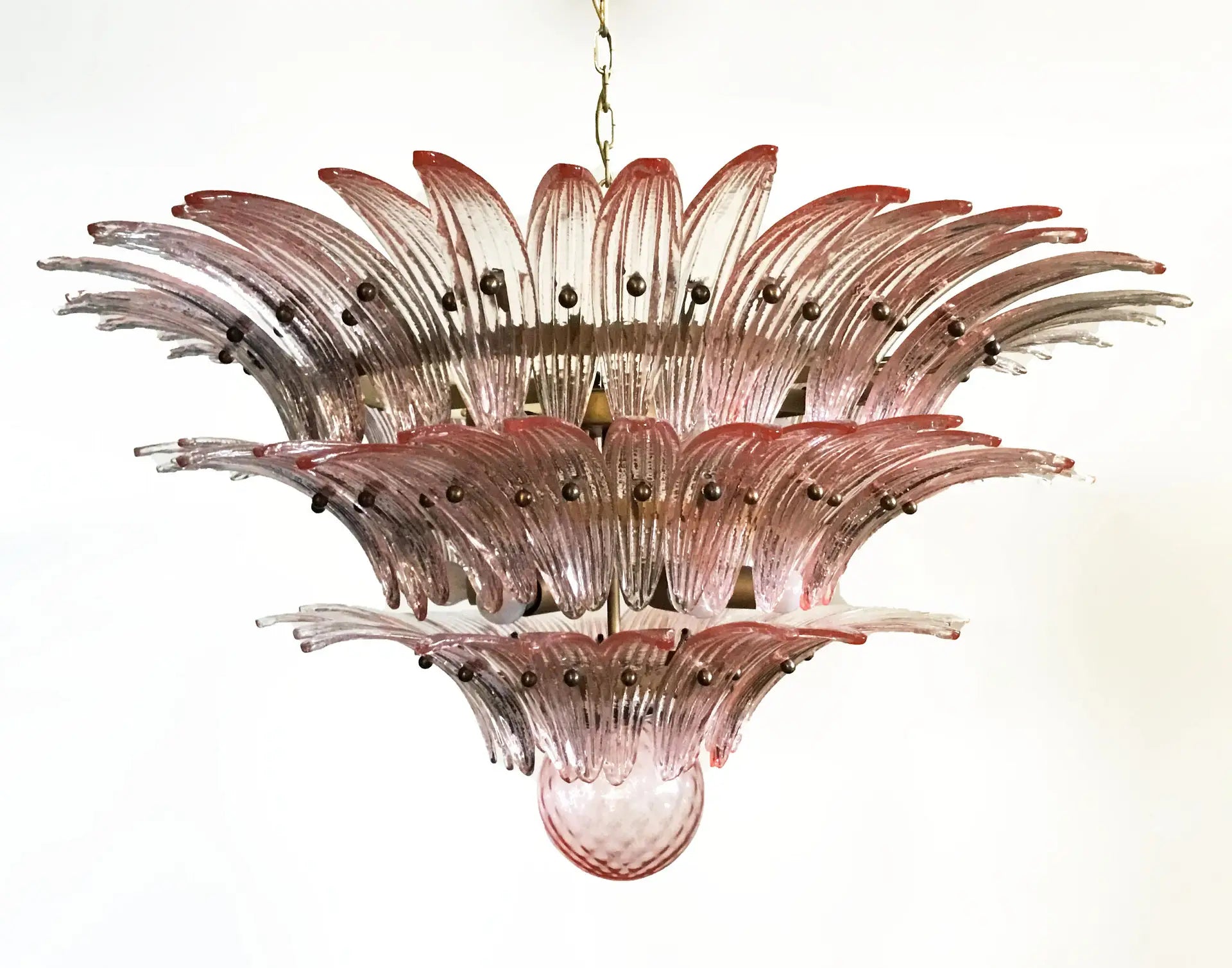 Murano Chandelier 104 Pink Palmette Glass