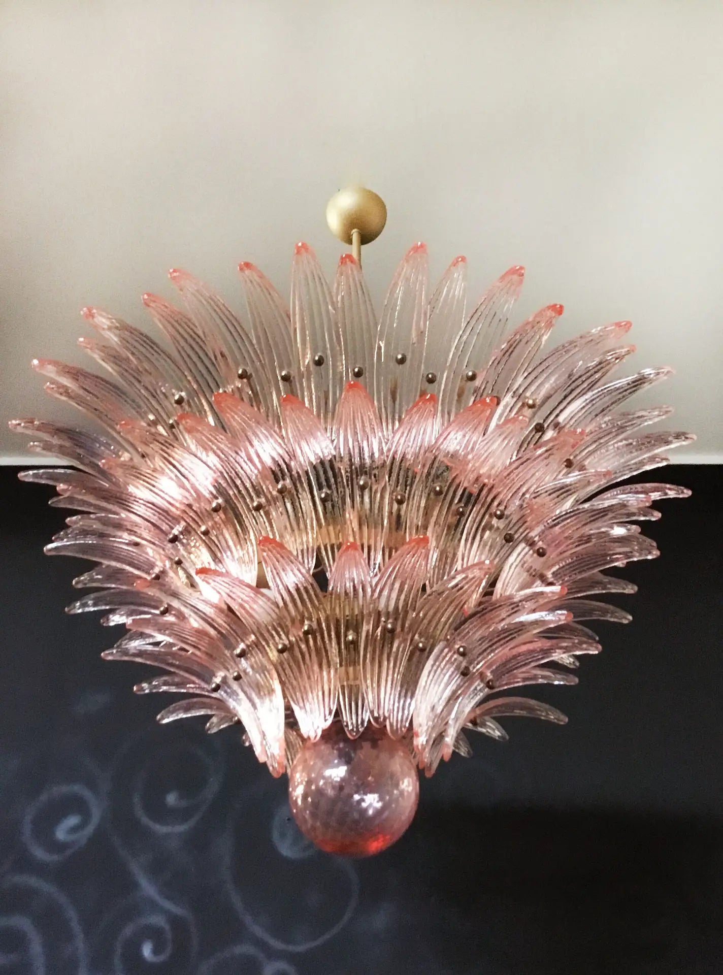 Murano Chandelier 104 Pink Palmette Glass