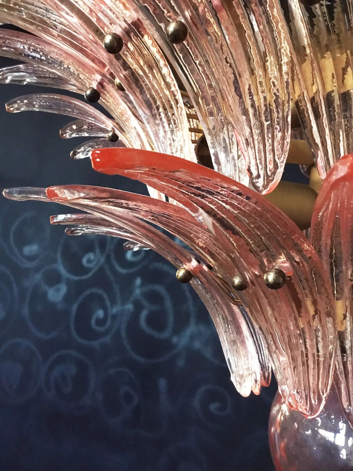 Murano Chandelier 104 Pink Palmette Glass