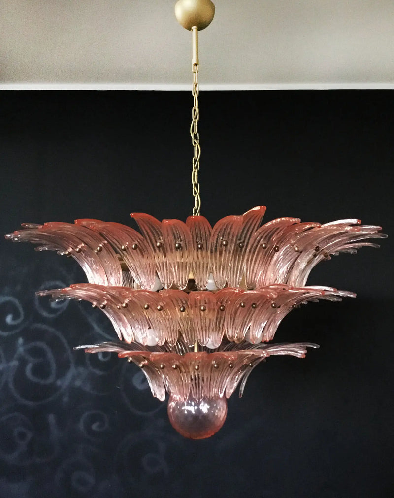 Murano Chandelier 104 Pink Palmette Glass