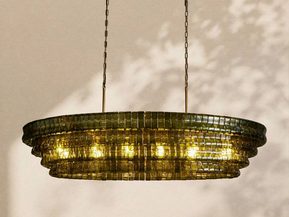 Amor Ghiaccio Glass Oval Chandelier 54"W/65"W