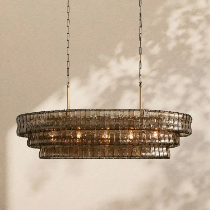 Amor Ghiaccio Glass Oval Chandelier 54"W/65"W