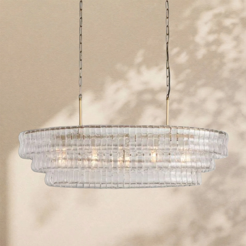 Amor Ghiaccio Glass Oval Chandelier 54"W/65"W