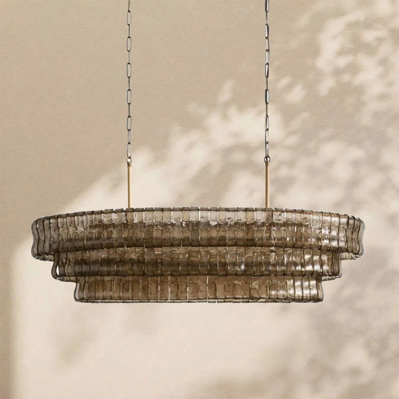 Amor Ghiaccio Glass Oval Chandelier 54"W/65"W