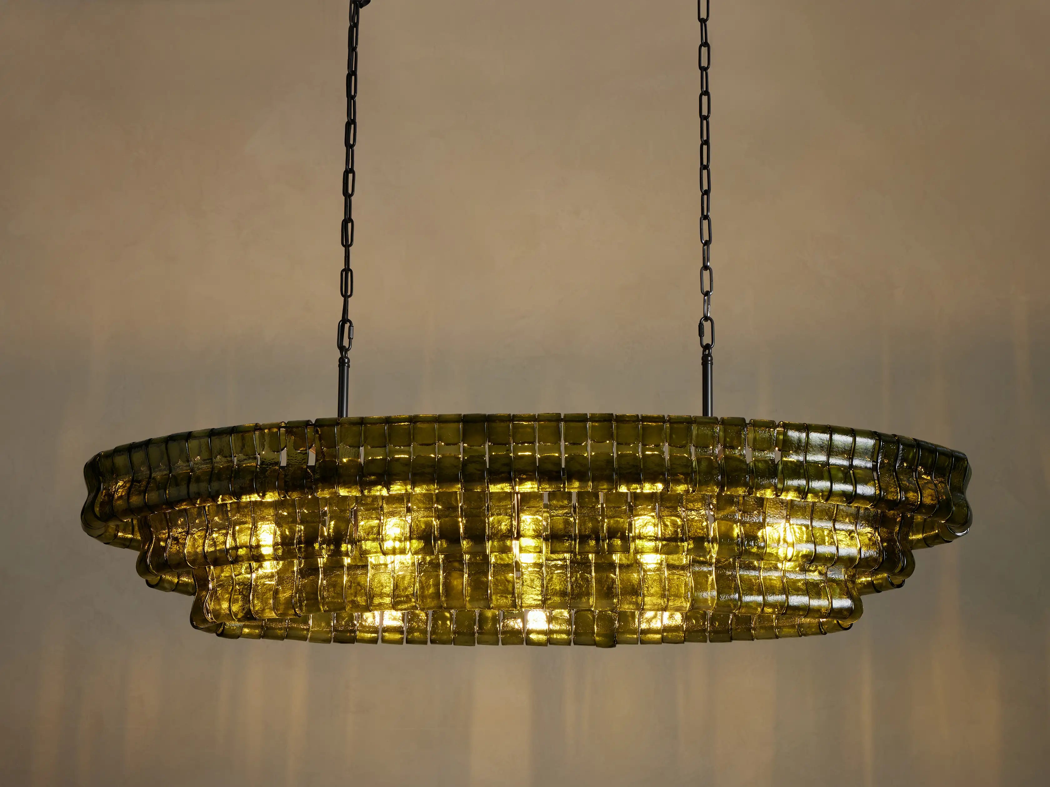 Amor Ghiaccio Glass Oval Chandelier 54"W/65"W