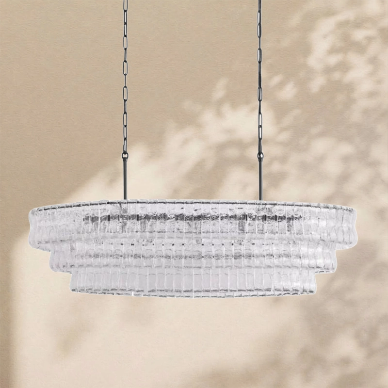 Amor Ghiaccio Glass Oval Chandelier 54"W/65"W