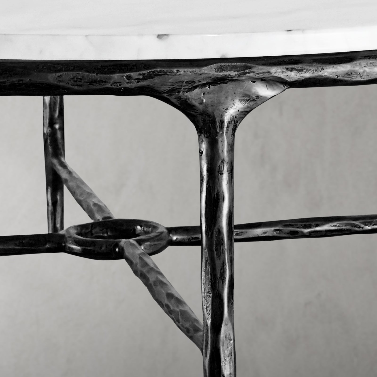 Hand-Forged Metal Marble Round Coffee Table 36" 55"